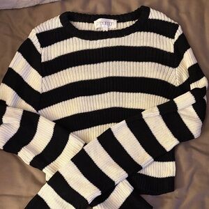 Cropped Striped Long Sleeve Knit + Skirt